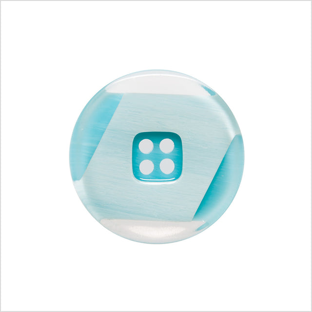 Italian Teal Abstract Semi-Clear 2-Hole Plastic Button - 36L/23mm