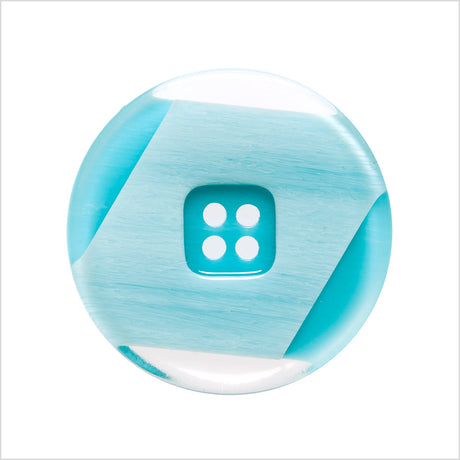 Italian Teal Abstract Semi-Clear 2-Hole Plastic Button - 44L/28mm