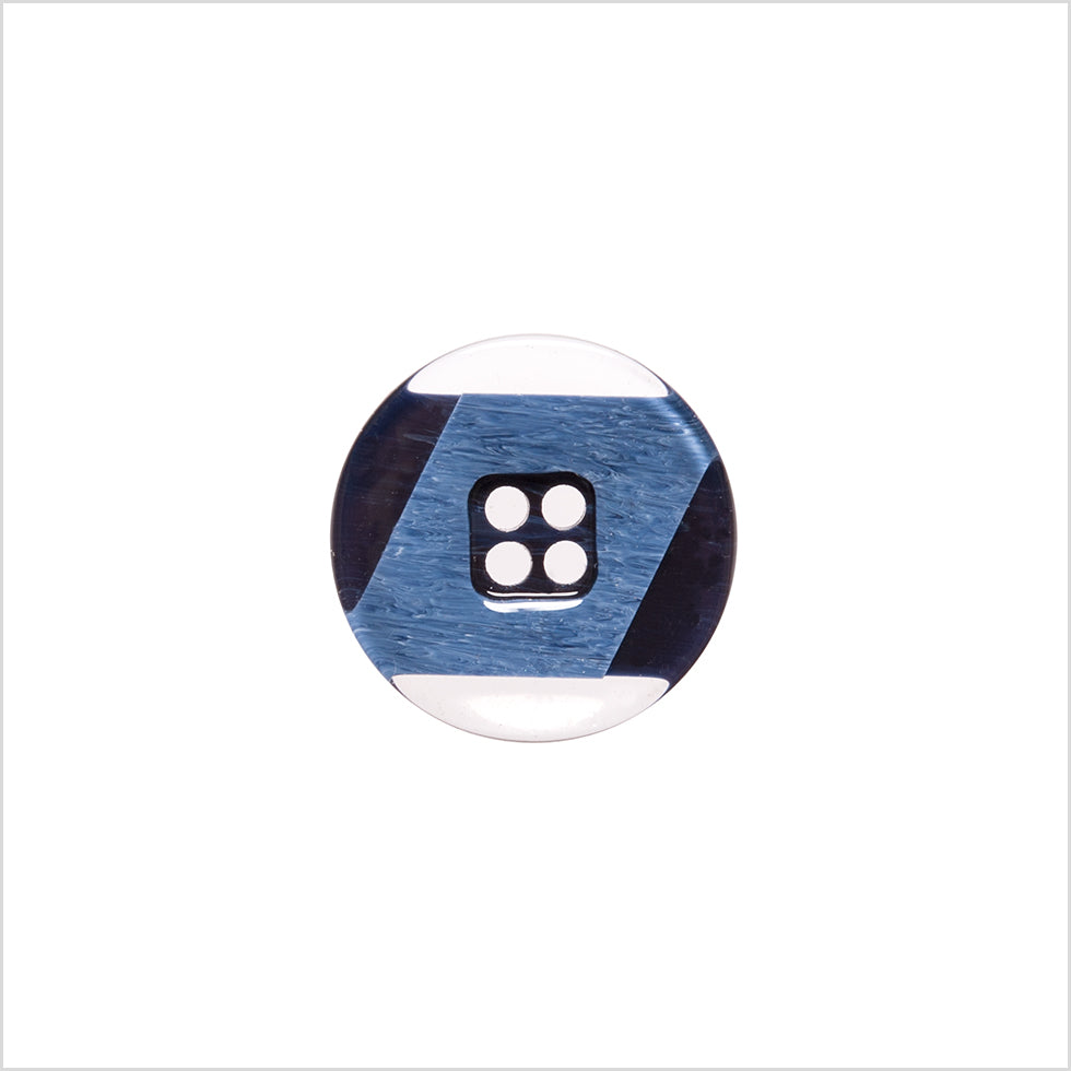 Italian Navy Abstract Semi-Clear 2-Hole Plastic Button - 24L/15mm