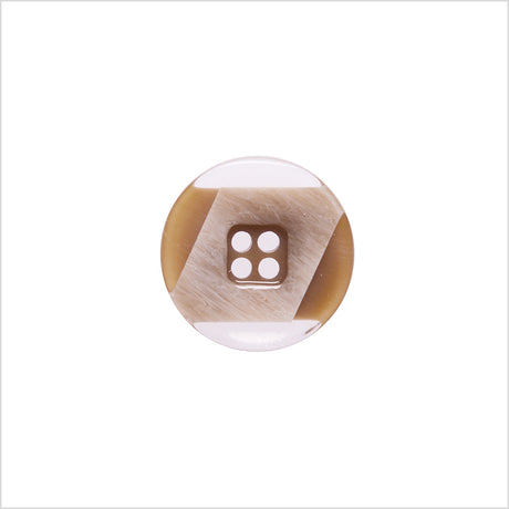 Italian Brown Abstract Semi-Clear 2-Hole Plastic Button - 24L/15mm