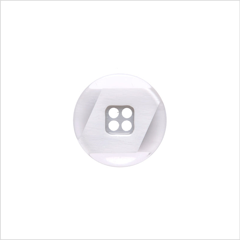 Italian Silver Abstract Semi-Clear 2-Hole Plastic Button - 24L/15mm