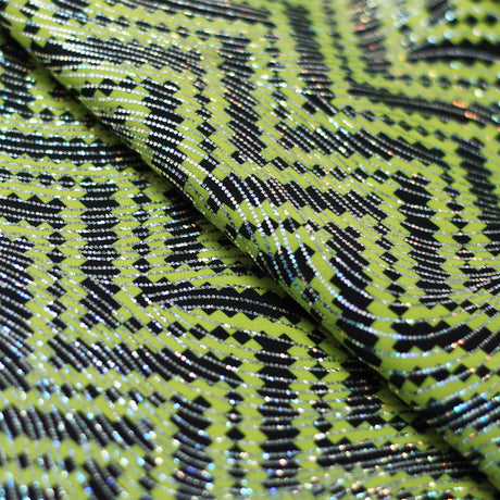 Zig Zag Racer Foil Polyester Spandex Fabric - Sparkly Chevron Foil Print, 58/60" Width (1 Yard)