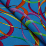 Wild Confetti Nylon Spandex Fabric - Multicolor Rainbow Crescent Print, 58-60" Width (1 Yard)