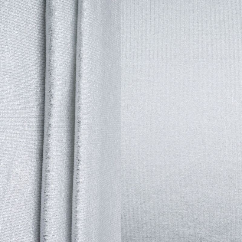 Foil Rib Jersey Knit Off White Silver