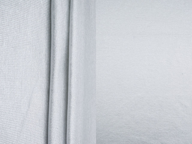 Foil Rib Jersey Knit Off White Silver