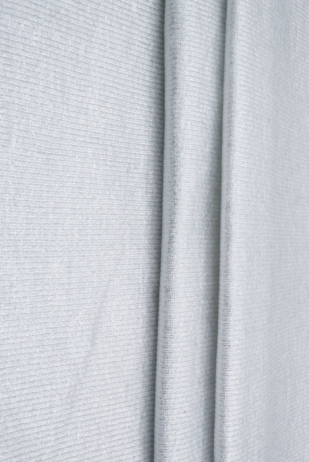 Foil Rib Jersey Knit Off White Silver