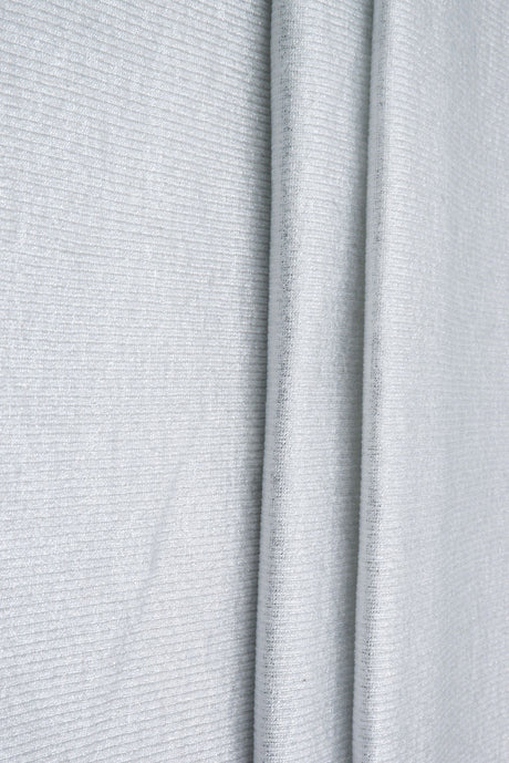 Foil Rib Jersey Knit Off White Silver