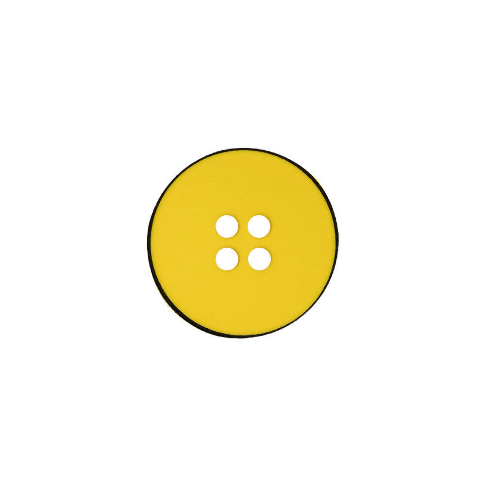 Italian Yellow 4-Hole Plastic Button - 24L/15mm