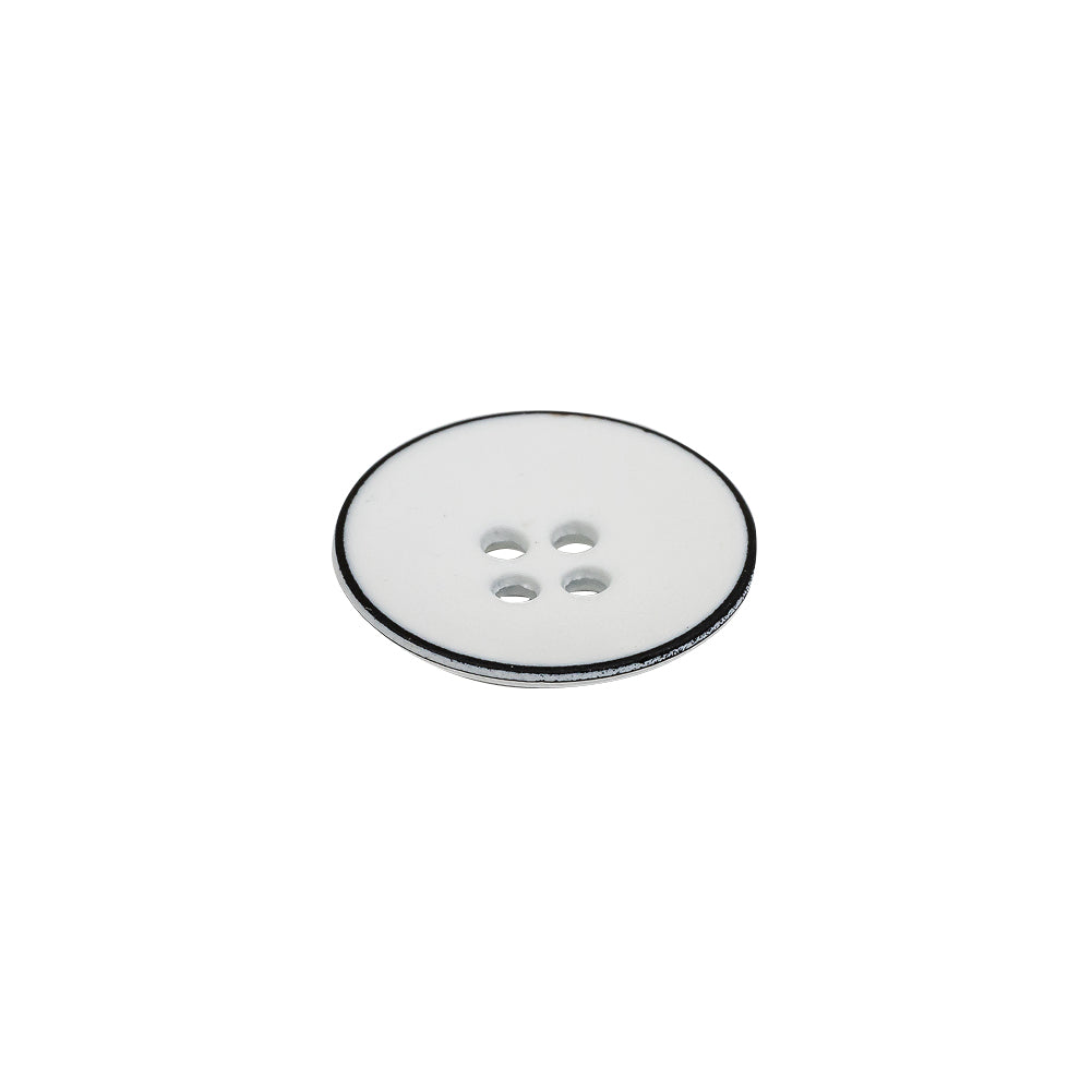Italian White 4-Hole Plastic Button - 24L/15mm