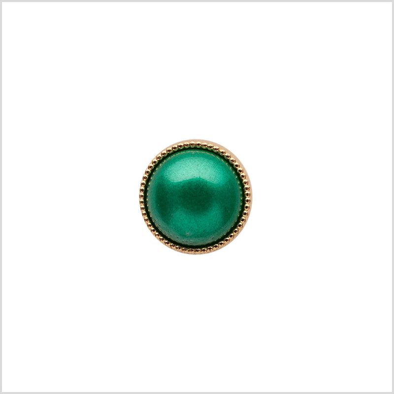 Italian Green/Gold Shank Back Button - 16L/10mm