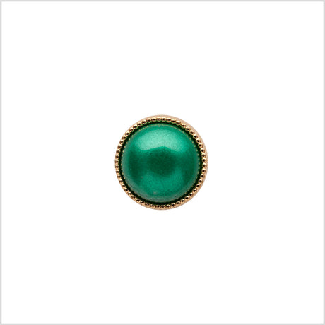 Italian Green/Gold Shank Back Button - 16L/10mm
