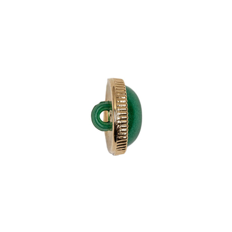 Italian Green and Gold Edged Shank Back Button - 20L/12.5mm