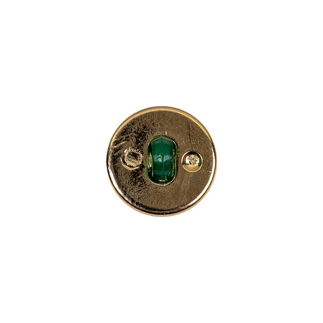 Italian Green and Gold Edged Shank Back Button - 20L/12.5mm