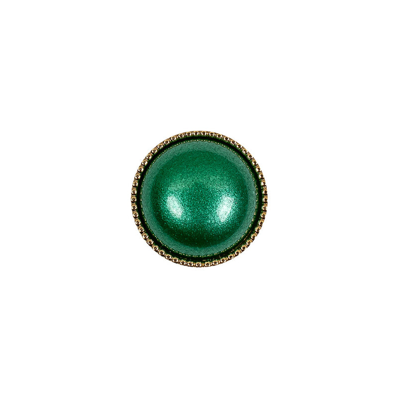 Italian Green and Gold Edged Shank Back Button - 20L/12.5mm