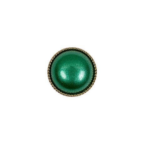 Italian Green and Gold Edged Shank Back Button - 20L/12.5mm