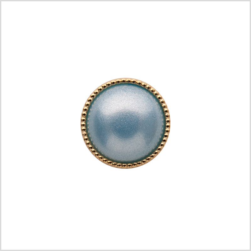 Italian Light Blue and Gold Edged Shank Back Button - 20L/12.5mm