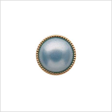 Italian Light Blue and Gold Edged Shank Back Button - 20L/12.5mm