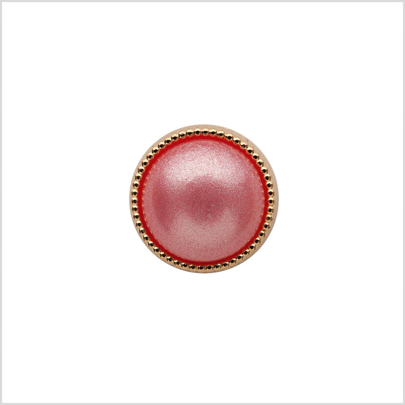 Italian Pink and Gold Edged Shank Back Button - 20L/12.5mm