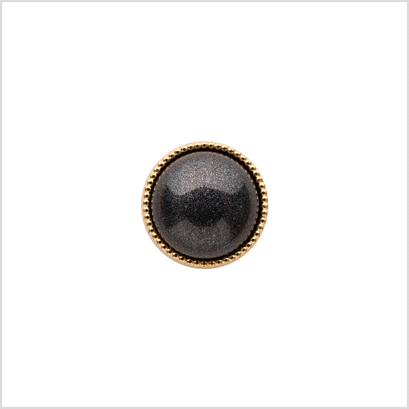 Italian Charcoal/Gold Shank Back Button - 16L/10mm