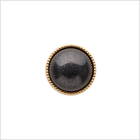 Italian Charcoal and Gold Edged Shank Back Button - 20L/12.5mm