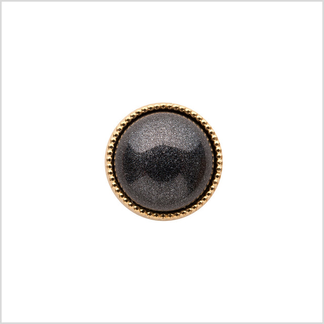 Italian Charcoal and Gold Edged Shank Back Button - 20L/12.5mm