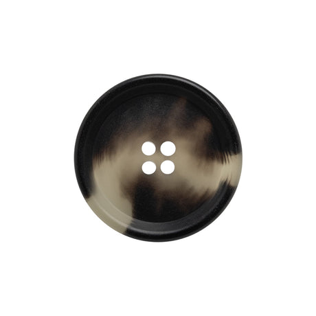 Italian Matte Black/White Rimmed 4-Hole Button - 36L/23mm