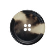 Italian Matte Black and White Rimmed 4-Hole Button - 40L/25.5mm