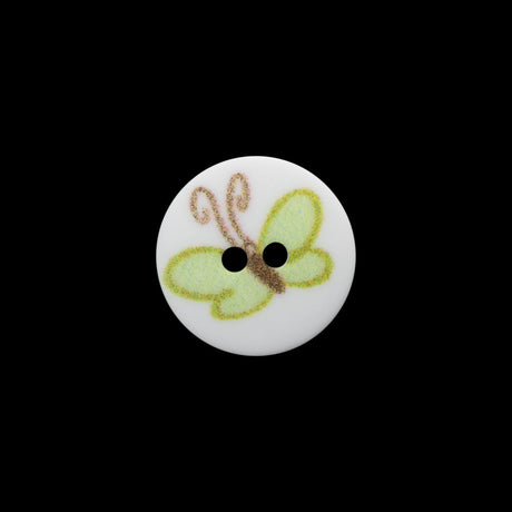 Italian Green Kids Butterfly Button - 24L/15mm