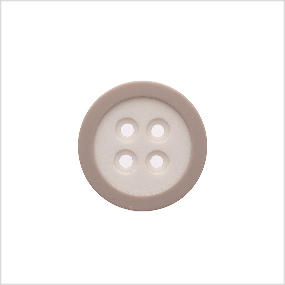 Rimmed White 4-Hole Button - 40L/25.5mm