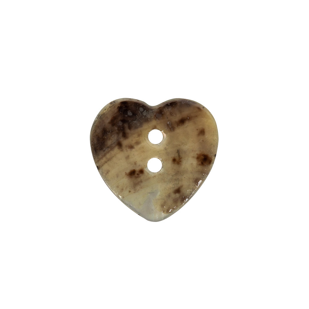 Italian Silver Heart-Shaped Shell Button - 32L/20mm