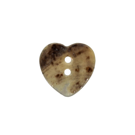 Italian Silver Heart-Shaped Shell Button - 32L/20mm