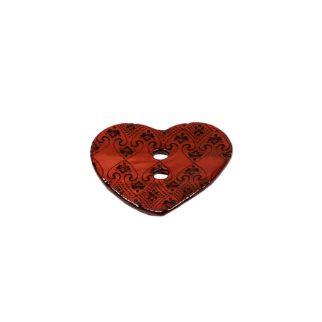 Italian Red Heart-Shaped Shell Button - 32L/20mm