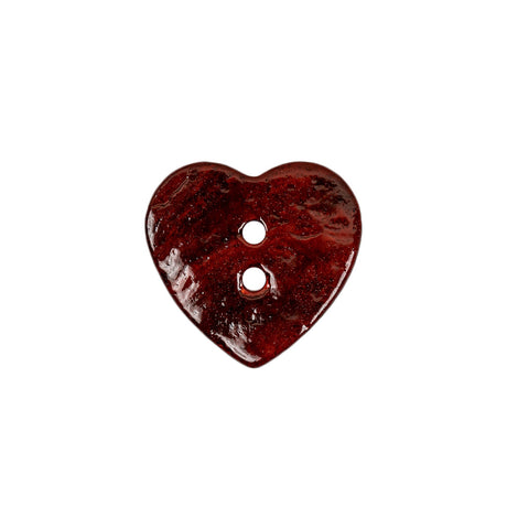 Italian Red Heart-Shaped Shell Button - 32L/20mm