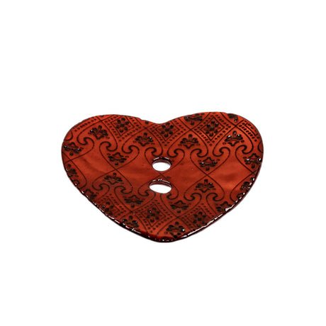 Italian Red Heart-Shaped Shell Button - 40L/25.5mm