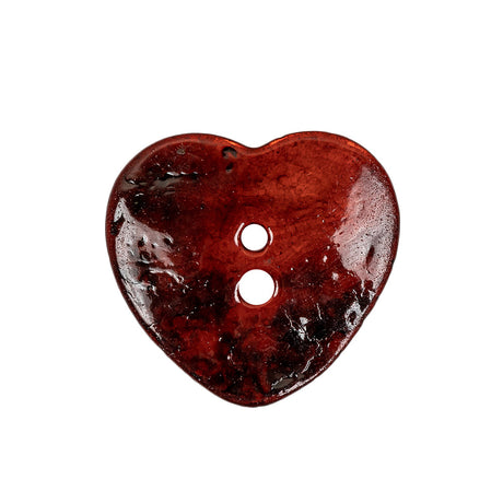 Italian Red Heart-Shaped Shell Button - 40L/25.5mm