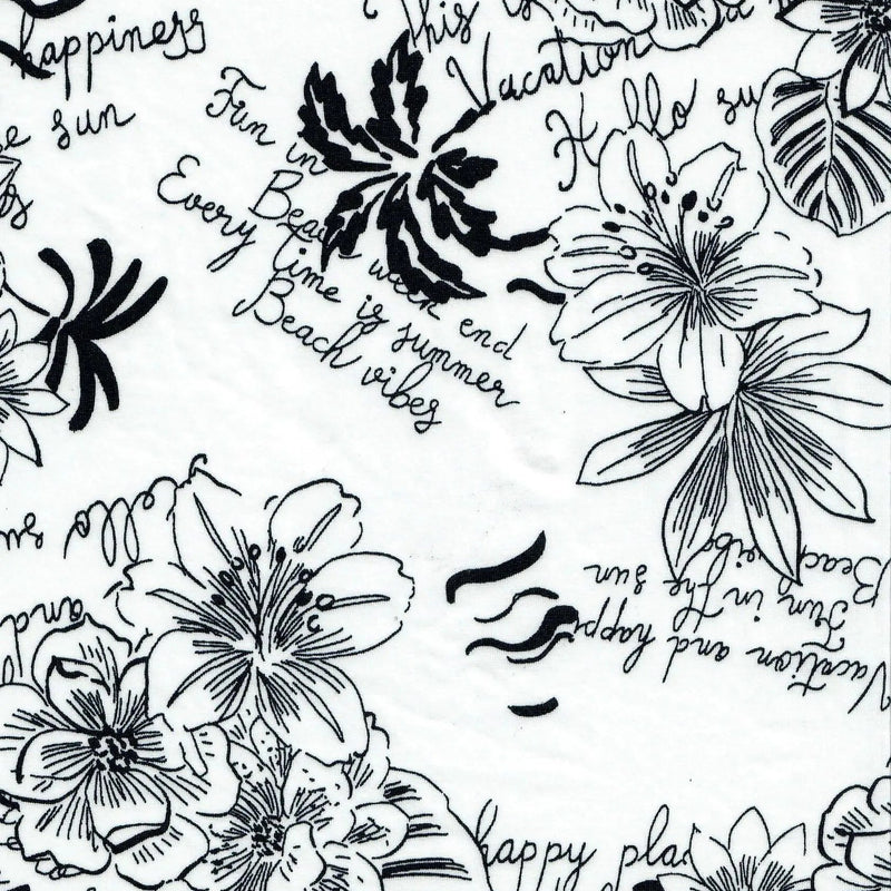 1 Yard DTY Floral Print Fabric 190 GSM Polyester Spandex Blend 58/60" Width