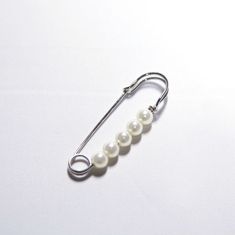 Italian Silver Safety Pin with Pearls - 0.875" x 2.265"