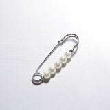 Italian Silver Safety Pin with Pearls - 0.875" x 2.265"
