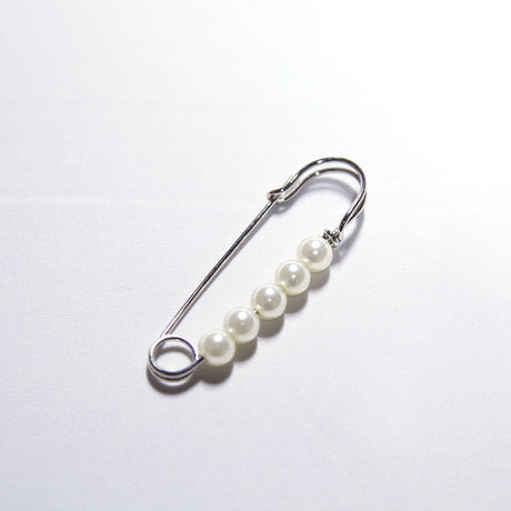 Italian Silver Safety Pin with Pearls - 0.875" x 2.265"