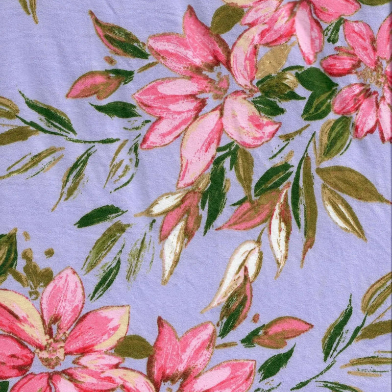 1 Yard DTY Floral Print Fabric 190 GSM Polyester Spandex Blend 58/60" Width