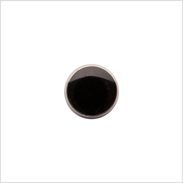 Italian Black/Silver Shank Back Button - 17L/10.5mm