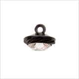Italian Black Plastic/Rhinestone Shank Back Button - 22L/14mm
