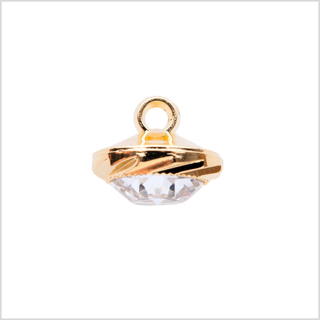 Italian Gold Plastic/Rhinestone Shank Back Button - 22L/14mm