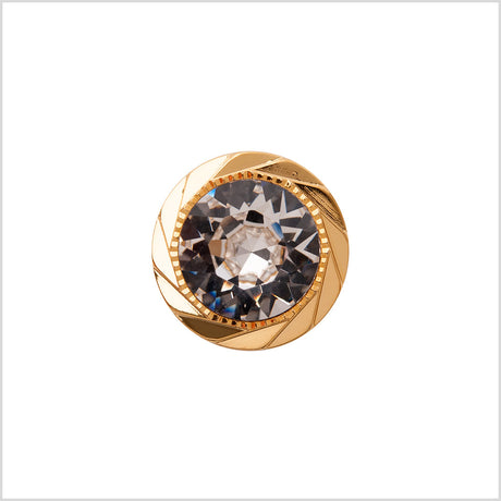 Italian Gold Plastic/Rhinestone Shank Back Button - 22L/14mm