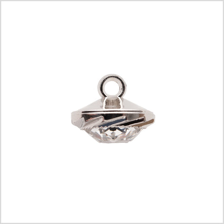 Italian Silver Plastic/Rhinestone Shank Back Button - 18L/11.5mm