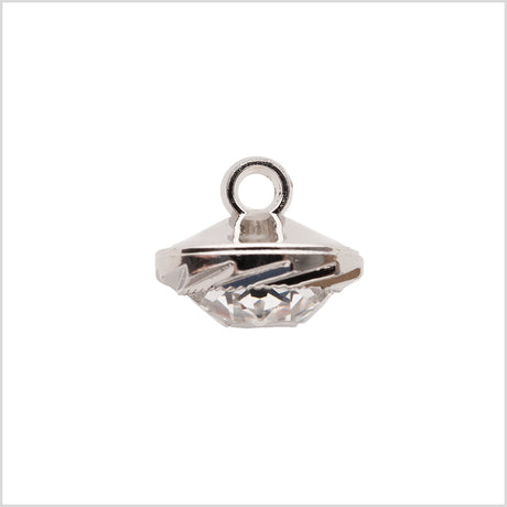 Italian Silver Plastic/Rhinestone Shank Back Button - 22L/14mm