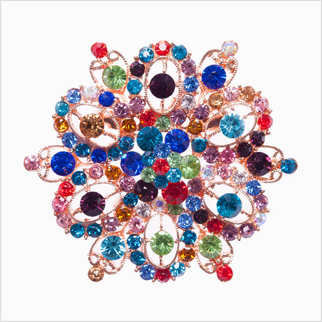 Italian Multicolor Rhinestone Brooch