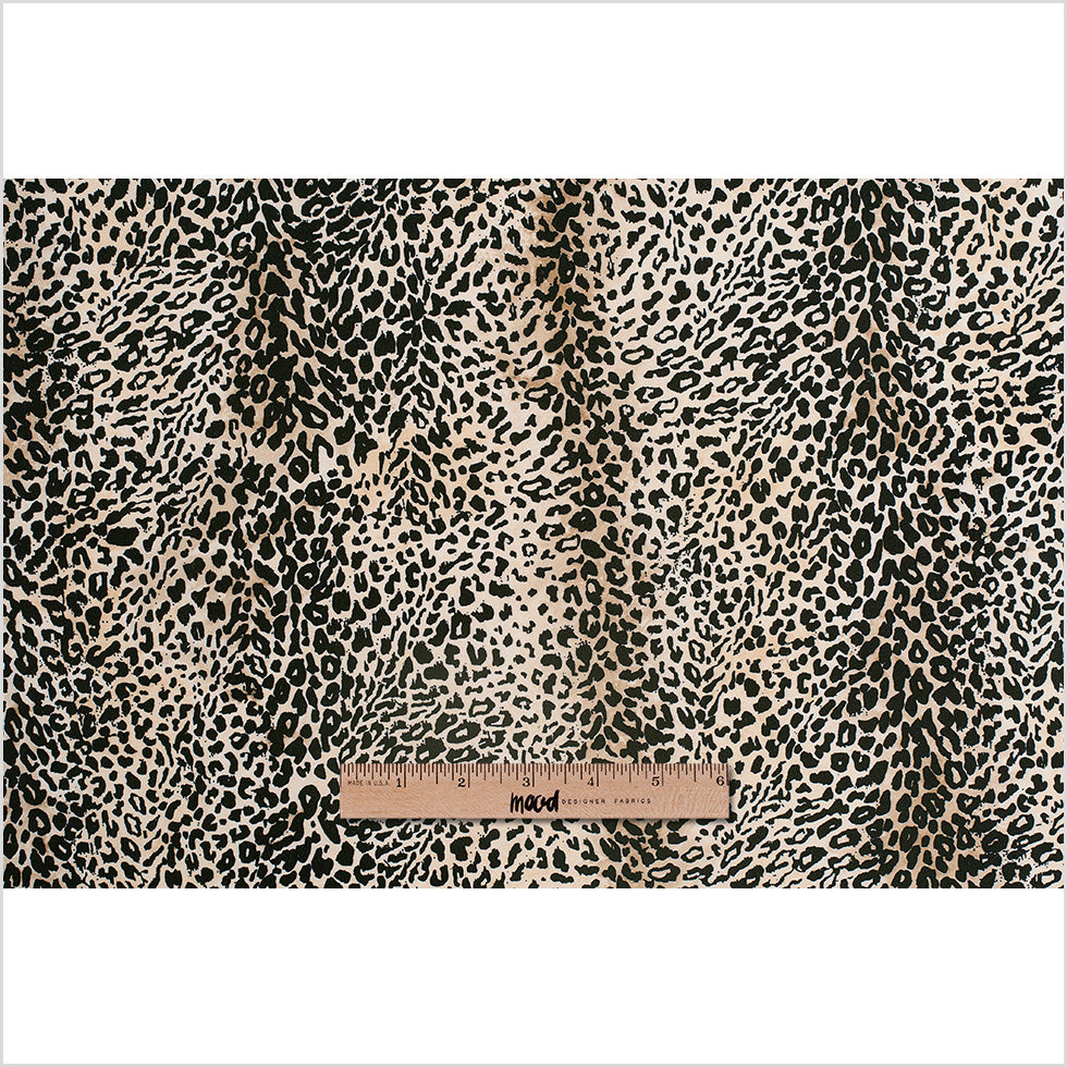 Black/Beige Cheetah Printed Micro-Polyester and Cotton