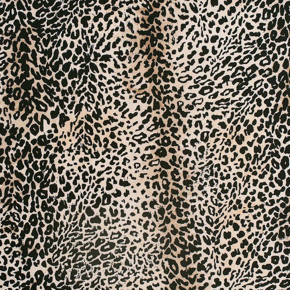 Black/Beige Cheetah Printed Micro-Polyester and Cotton