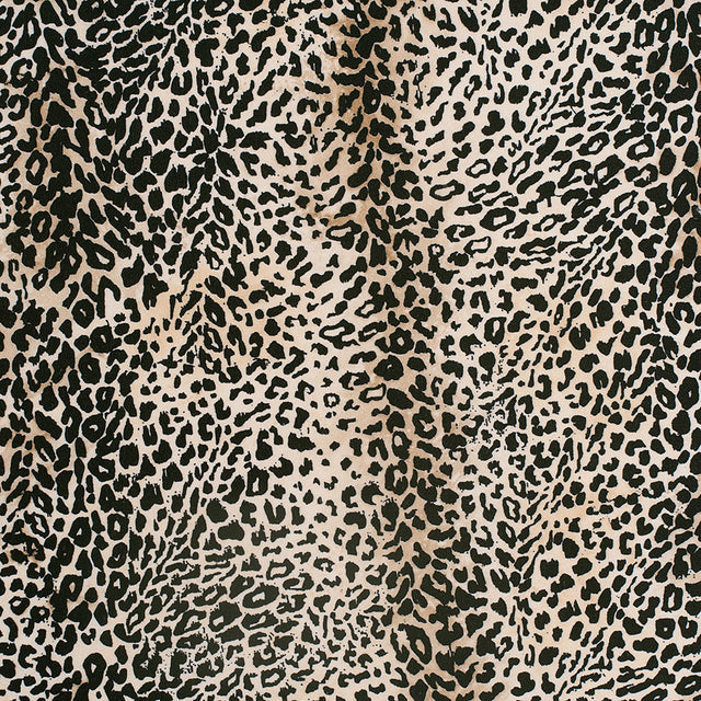Black/Beige Cheetah Printed Micro-Polyester and Cotton